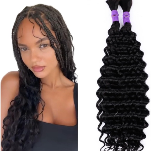18” Deep Wave Bulk Human Hair For Braiding 100% Unprocessed(1Pack